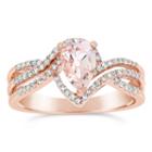 Womens 1/4 Ct. T.w. Genuine Pink Morganite 10k Gold Bypass Ring