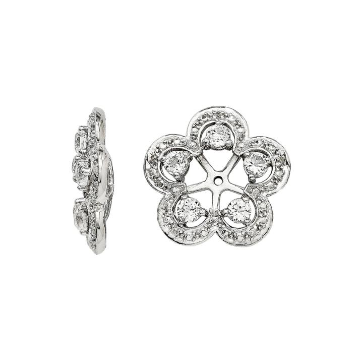 Simulated White Topaz & Diamond Accent Sterling Silver Earring Jackets