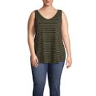 A.n.a V Neck Breakaway Stripe Swing Tank - Plus