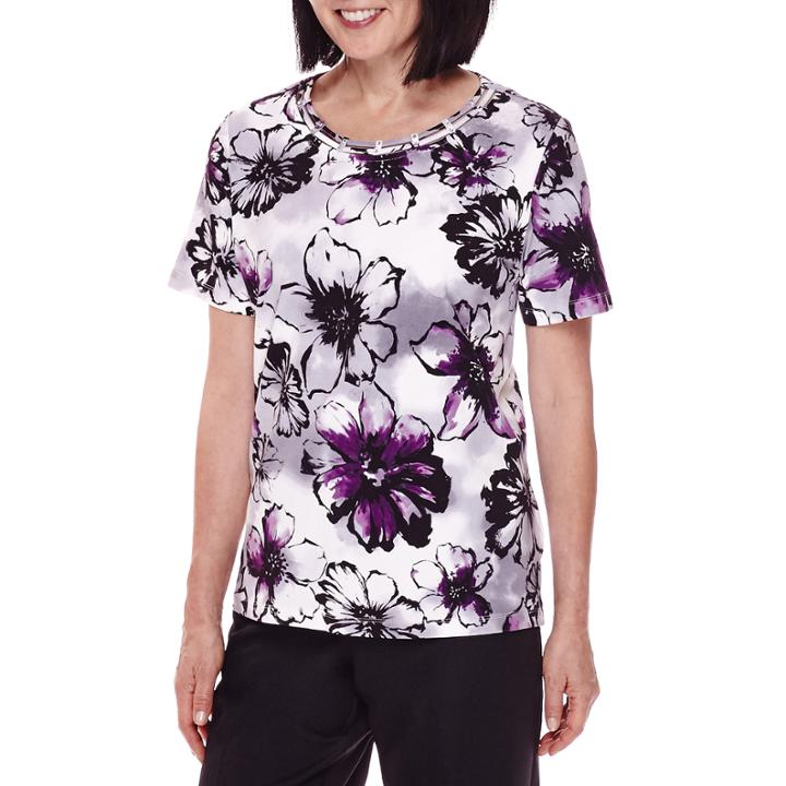 Alfred Dunner Short-sleeve Floral-print Top