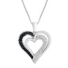 1/10 Ct. T.w. White & Color-enhanced Blue Diamond Heart Pendant Necklace