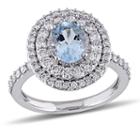 Modern Bride Gemstone Womens Blue Aquamarine 14k Gold Engagement Ring