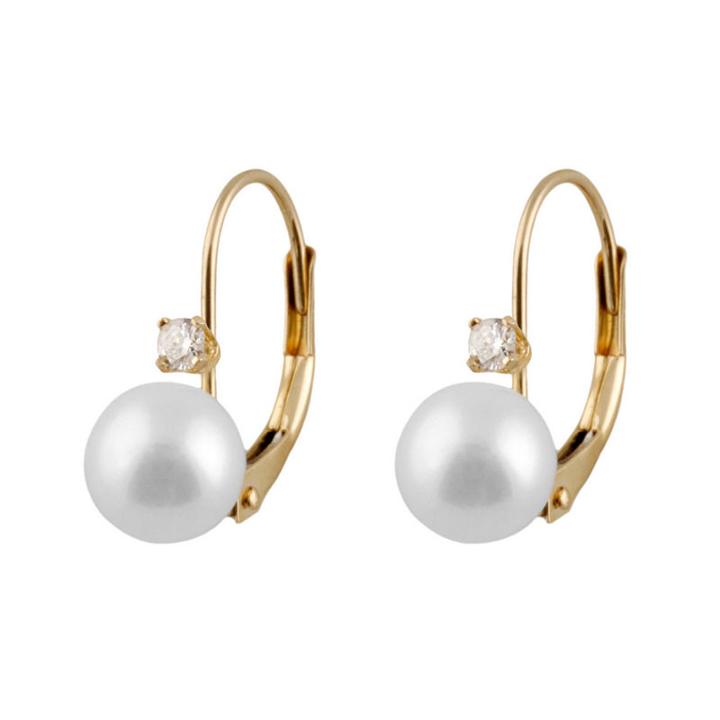 1/10 Ct. T.w. Pearl Round Drop Earrings