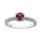 Personally Stackable Checker-cut Lab-created Ruby Ring