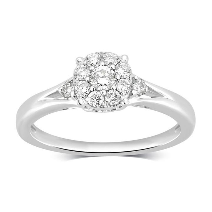 Womens 3/8 Ct. T.w. Genuine Diamond White 14k Gold Cocktail Ring