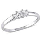 Love Lives Forever Womens 1/4 Ct. T.w. Princess White Diamond 10k Gold 3-stone Ring