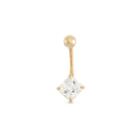 10k Yellow Gold Cubic Zirconia Square Belly Ring
