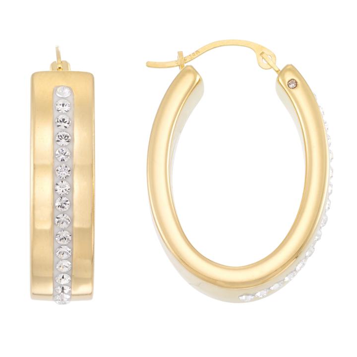 Gold Opulence White Crystal 14k Gold Hoop Earrings