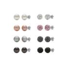 Cultured Freshwater Pearl And Crystal Sterling Silver 8-pr. Stud Earring Set
