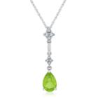 Womens Genuine Green Peridot Pear Pendant Necklace
