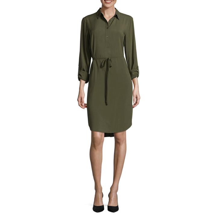 A.n.a Long Sleeve Shirt Dress- Talls
