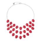 Liz Claiborne Womens Red Oval Statement Necklace