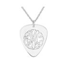 Personalized Sterling Silver Monogram Guitar Pick Pendant Necklace