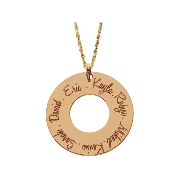 Personalized 14k Rose Gold Over Silver Family Pendant Necklace