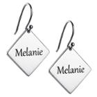 Personalized Sterling Silver Square Drop Earrings