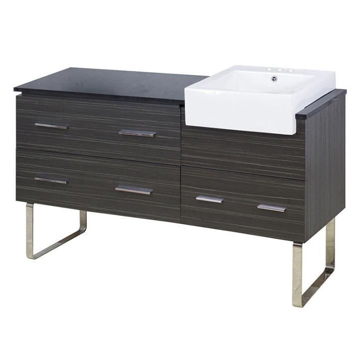60.75-in. W Floor Mount Dawn Grey Vanity Set For 3h4-in. Drilling Black Galaxy Top