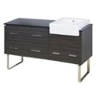 60.75-in. W Floor Mount Dawn Grey Vanity Set For 3h4-in. Drilling Black Galaxy Top