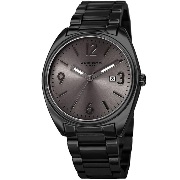 Akribos Xxiv Mens Black Strap Watch-a-957bk