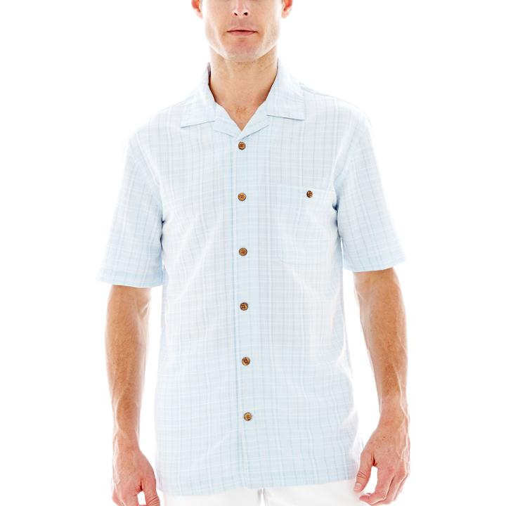 Island Shores&trade; Short-sleeve Textured Plaid Shirt