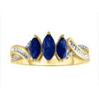 Womens Genuine Sapphire Blue 10k Gold Cocktail Ring