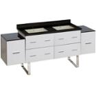 74-in. W Floor Mount White Vanity Set For 1 Hole Drilling Black Galaxy Top Biscuit Um Sink