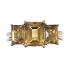 Womens Genuine Citrine Orange 14k Gold 3-stone Ring