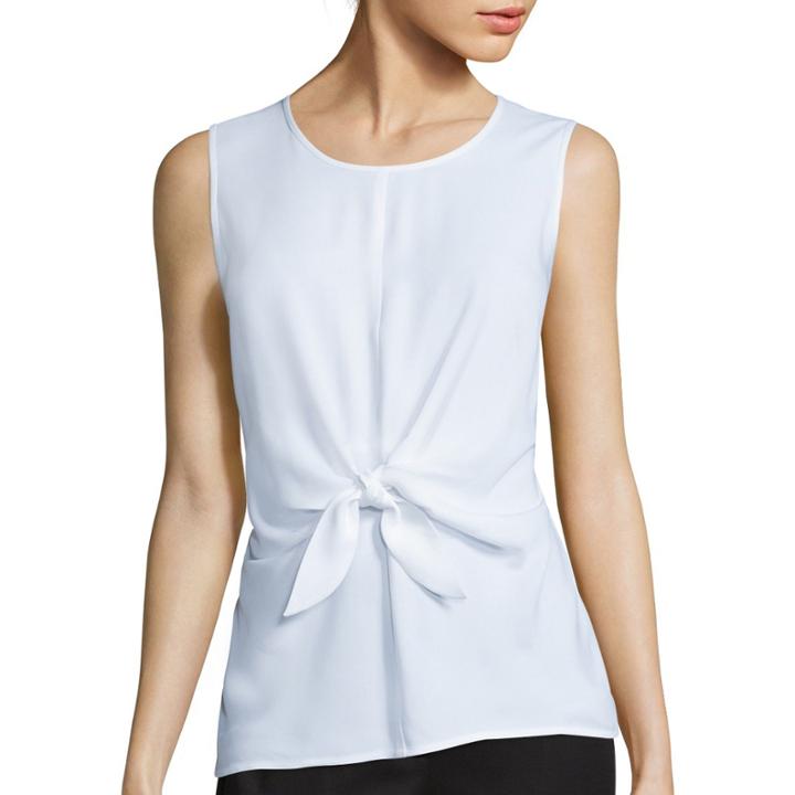 Liz Claiborne Sleeveless Tie-front Woven Blouse