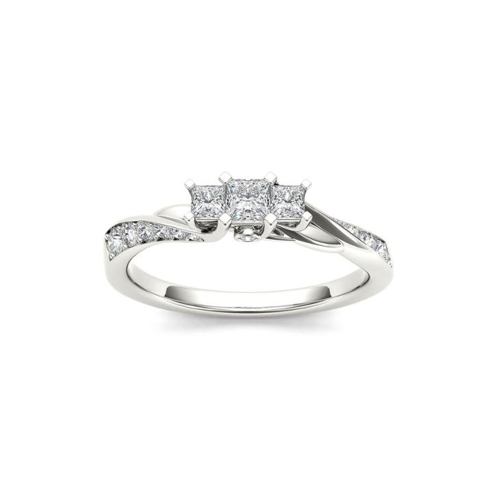 1/2 Ct. T.w. Diamond 10k White Gold 3-stone Engagement Ring