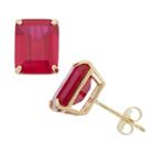 Lab Created Red Ruby 10k Gold 9mm Stud Earrings