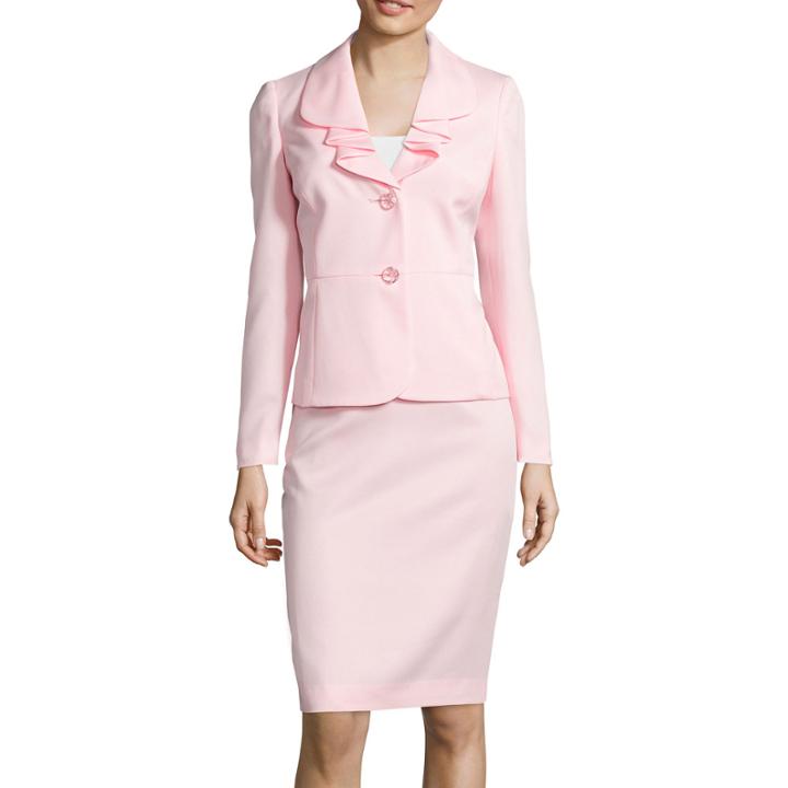Le Suit Long-sleeve Ruffle Jacket And Skirt Suit Set