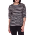 Sag Harbor 3/4-sleeve Modern Geo-print Jacquard Top