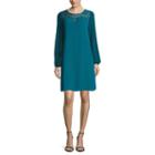 Decree 3/4-sleeve Lace-yoke A-line Dress - Juniors