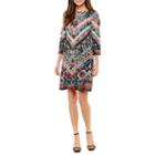 London Style 3/4 Sleeve Chevron Sheath Dress-petites