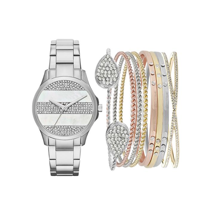 Silver-tone Womens Watch Box Set