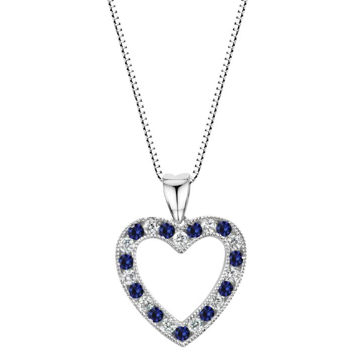 Lab-created Blue Sapphire Sterling Silver Heart Pendant Necklace