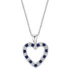 Lab-created Blue Sapphire Sterling Silver Heart Pendant Necklace