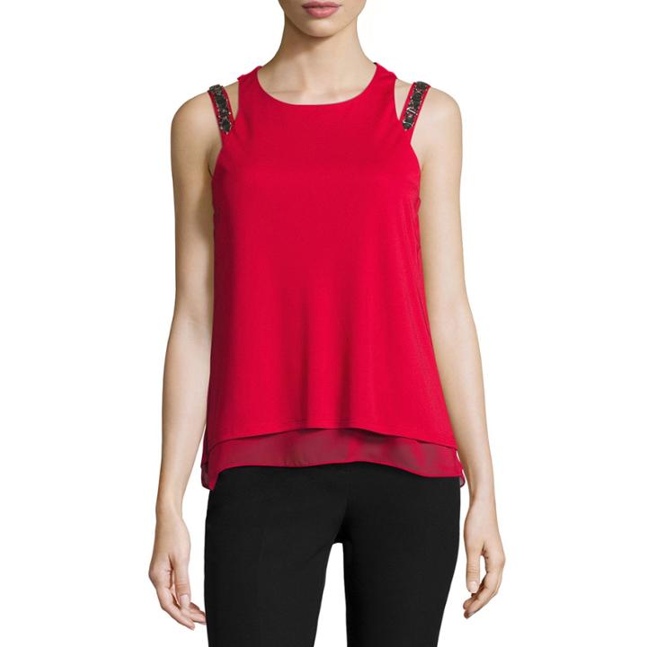 Worthington Embellished Strap Top