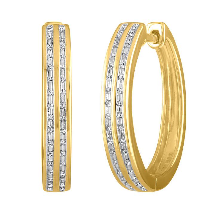 1/10 Ct. T.w. Genuine White Diamond 14k Gold Over Silver 22.2mm Hoop Earrings