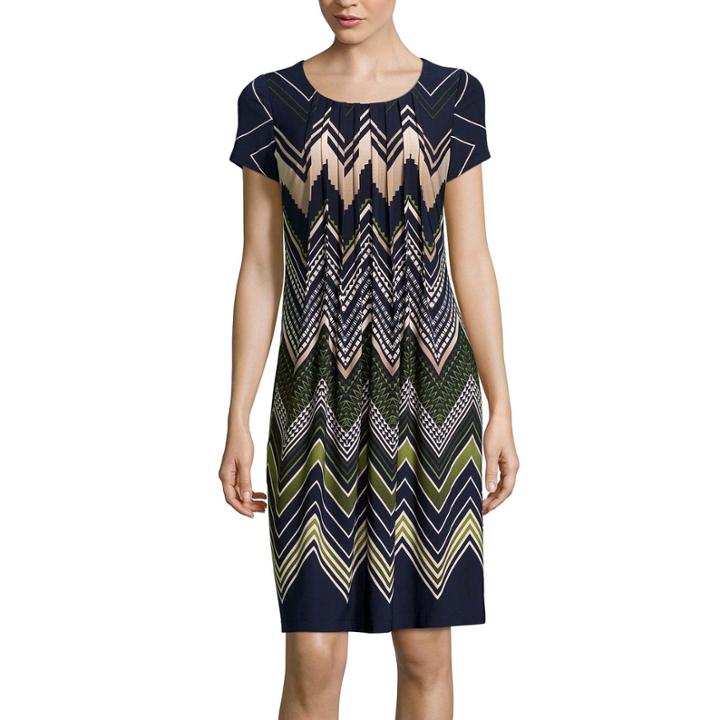 Perceptions Short-sleeve Chevron Shift Dress