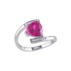 Lab-created Ruby And Diamond-accent Sterling Silver Bypass Ring