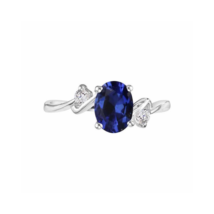 Lab-created Blue Sapphire Gemstone Sterling Silver Ring