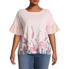 St. John's Bay Short Sleeve Boatneck Tee With Mini Ruffle-plus