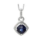 1/8 Ct. T.w. Diamond And Lab-created Sapphire Sterling Silver Drop Pendant Necklace