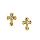 1928 Symbols Of Faith Religious Jewelry Clear 13mm Cross Stud Earrings