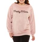 Pretty Mess Fuzzy Sweatshirt-juniors Plu