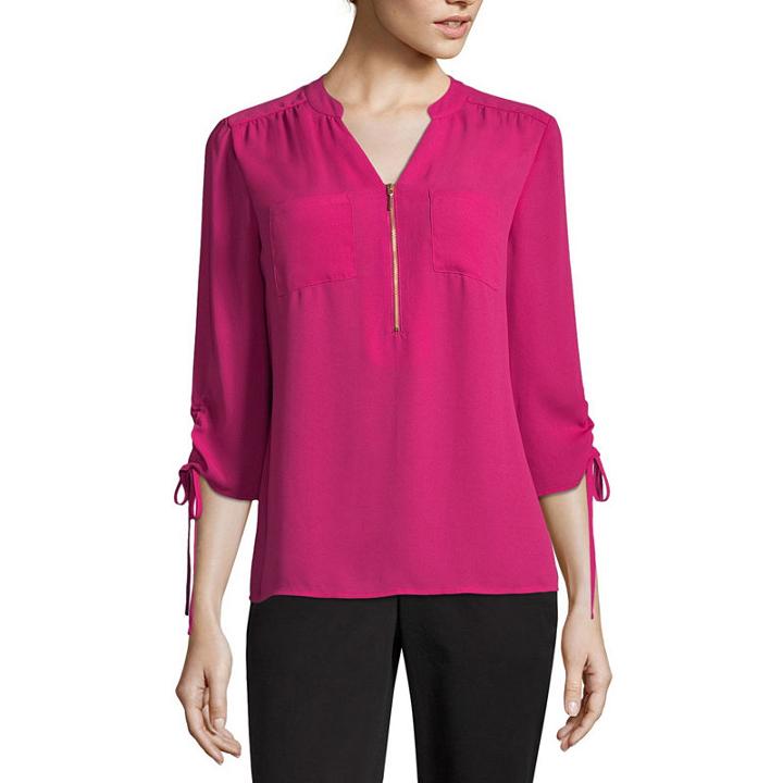 Worthington Zip Front Blouse - Tall