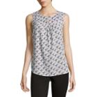 Liz Claiborne Sleeveless Keyhole Neck Woven Lace Blouse