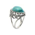 Silver Elements By Barse Womens Lab Created Turquoise Blue Sterling Silver Cocktail Ring