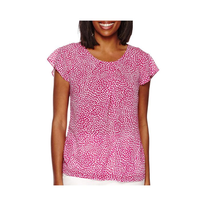 Liz Claiborne Short-sleeve Pleated Blouse