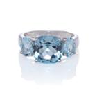 Genuine Sky Blue Topaz Sterling Silver 3 Stone Ring